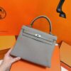 DR96 Factory Kelly Togo Leather Light Grey Silver Hardware 25cm Full Handmade