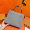 DR96 Factory Kelly Togo Leather Light Grey Silver Hardware 25cm Full Handmade
