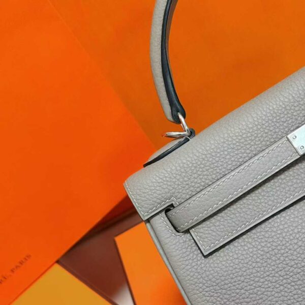 DR96 Factory Kelly Togo Leather Light Grey Silver Hardware 25cm Full Handmade