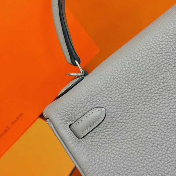 DR96 Factory Kelly Togo Leather Light Grey Silver Hardware 25cm Full Handmade
