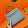 DR96 Factory Kelly Togo Leather Seagull Grey Silver Hardware 25cm Full Handmade