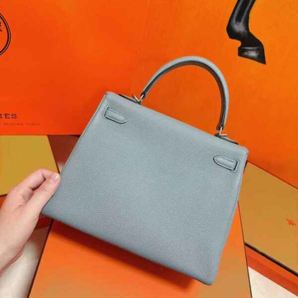 DR96 Factory Kelly Togo Leather Seagull Grey Silver Hardware 25cm Full Handmade