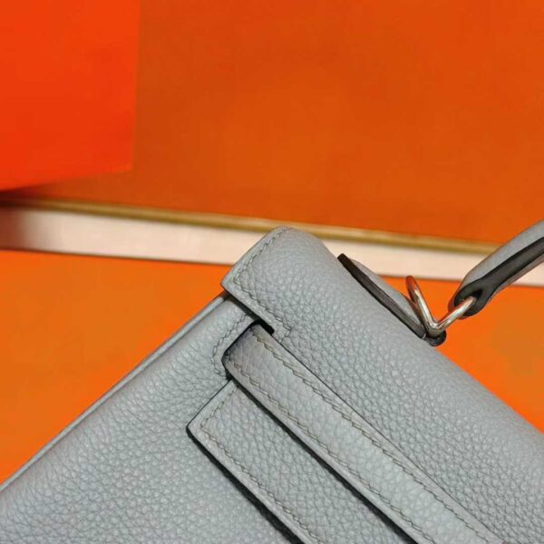 DR96 Factory Kelly Togo Leather Seagull Grey Silver Hardware 25cm Full Handmade