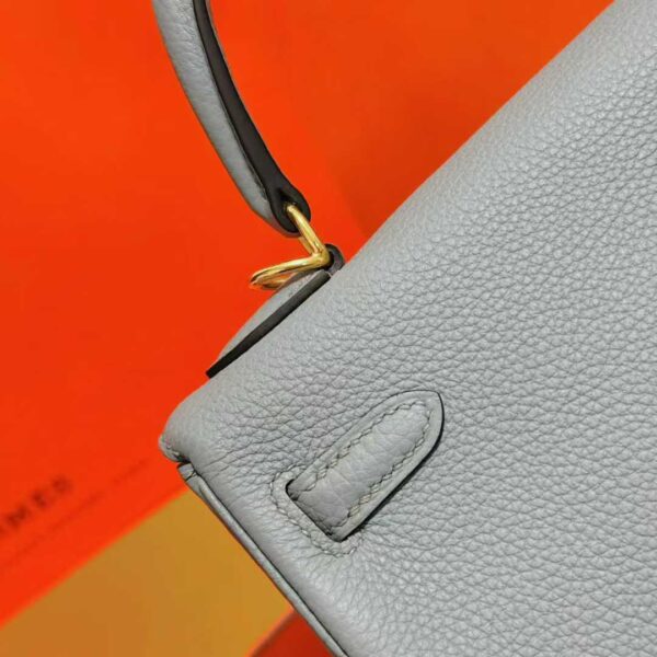 DR96 Factory Kelly Togo Leather Seagull Grey Gold Hardware 25cm Full Handmade