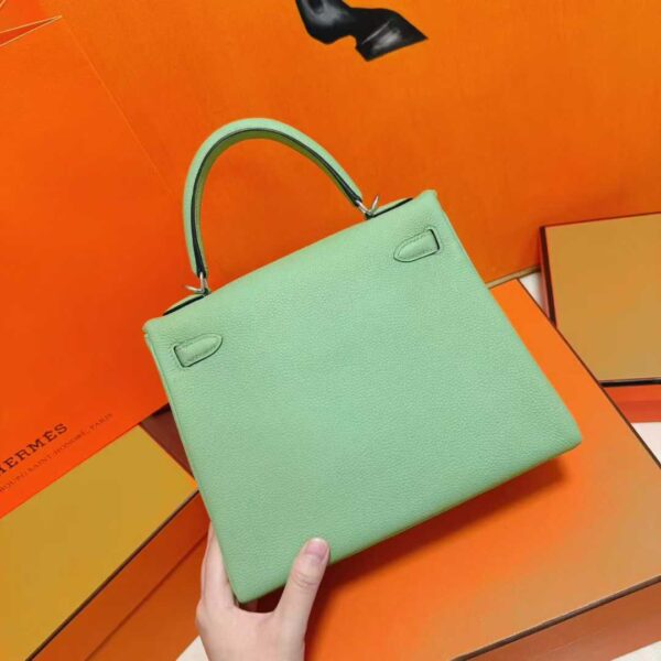 DR96 Factory Kelly Togo Leather Avocado Green Silver Hardware 25cm Full Handmade