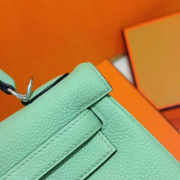 DR96 Factory Kelly Togo Leather Avocado Green Silver Hardware 25cm Full Handmade