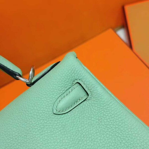 DR96 Factory Kelly Togo Leather Avocado Green Silver Hardware 25cm Full Handmade