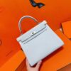 DR96 Factory Kelly Togo Leather Grayish White Silver Hardware 25cm Full Handmade