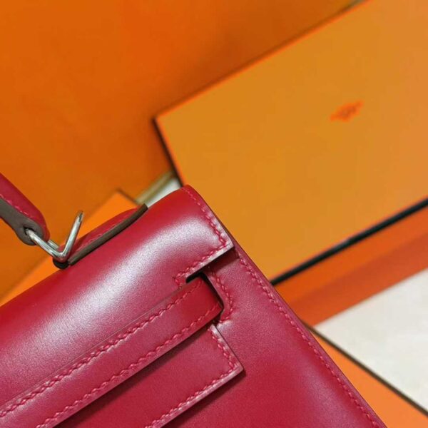 2025-12-25_104427_038-1 DR96 Factory Kelly Shiny Box Leather Bordeaux Red Silver Hardware 25cm Full Handmade