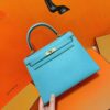DR96 Factory Kelly Epsom Leather Candy Blue Gold Hardware 25cm Full Handmade