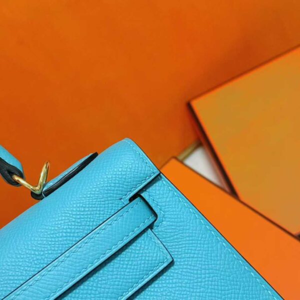 DR96 Factory Kelly Epsom Leather Candy Blue Gold Hardware 25cm Full Handmade