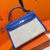 2025-12-25_104852_715 DR96 Factory Kelly Swift Leather & Canvas Shiny Blue Silver Hardware 40cm Full Handmade