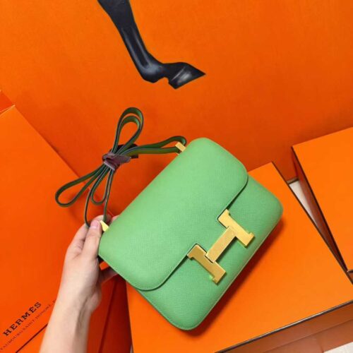 DR96 Factory Constance Epsom Leather Avocado Green Gold Hardware 24cm Full Handmade