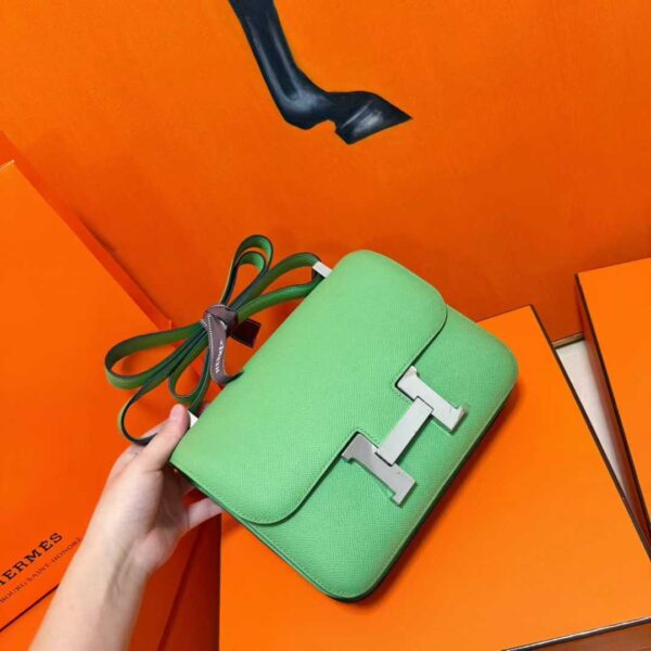 DR96 Factory Constance Epsom Leather Avocado Green Silver Hardware 24cm Full Handmade