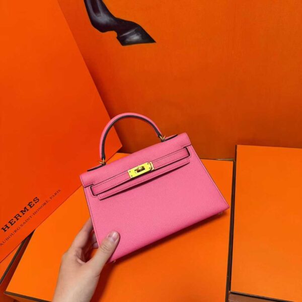 DR96 Factory Mini Kelly Epsom Leather Candy Pink Gold Hardware 19cm Full Handmade