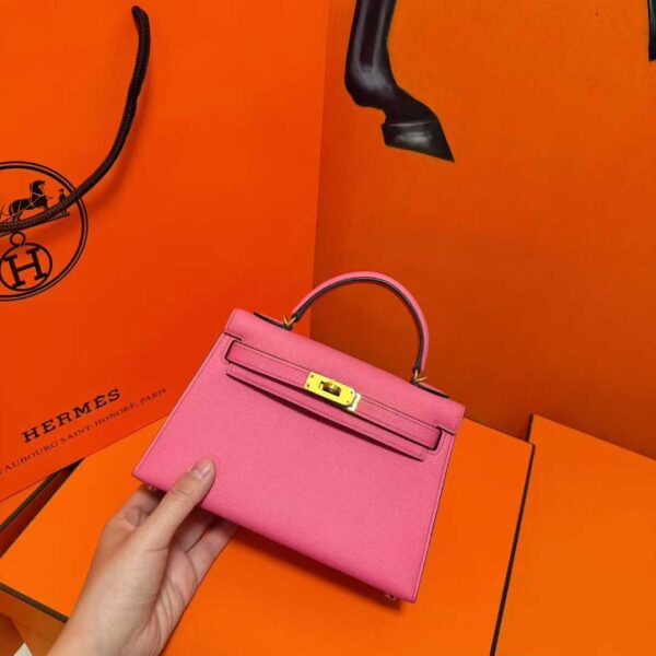 DR96 Factory Mini Kelly Epsom Leather Candy Pink Gold Hardware 19cm Full Handmade