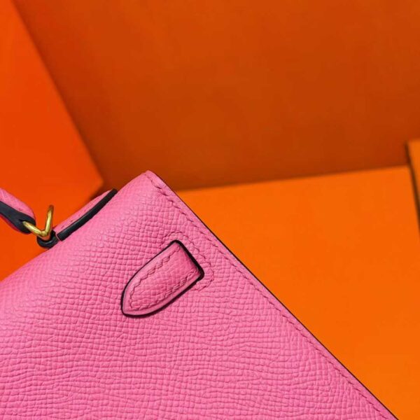 DR96 Factory Mini Kelly Epsom Leather Candy Pink Gold Hardware 19cm Full Handmade