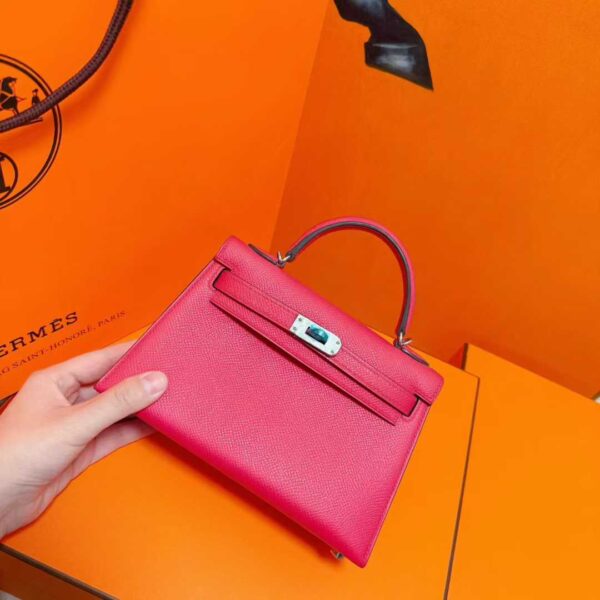 DR96 Factory Mini Kelly Epsom Leather 5J Rose Pink Silver Hardware 19cm Full Handmade