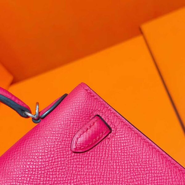 DR96 Factory Mini Kelly Epsom Leather 5J Rose Pink Silver Hardware 19cm Full Handmade