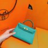 DR96 Factory Mini Kelly Epsom Leather Fresh Turquoise Green Gold Hardware 19cm Full Handmade