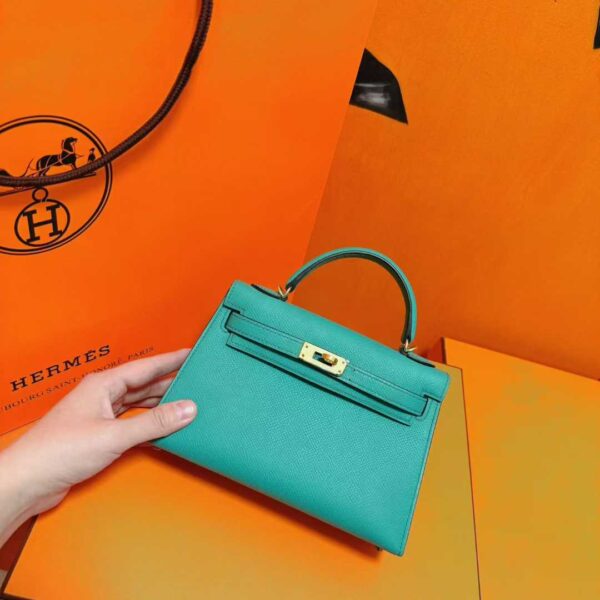 DR96 Factory Mini Kelly Epsom Leather Fresh Turquoise Green Gold Hardware 19cm Full Handmade