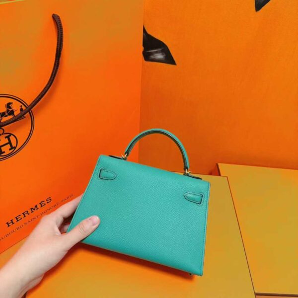 DR96 Factory Mini Kelly Epsom Leather Fresh Turquoise Green Gold Hardware 19cm Full Handmade