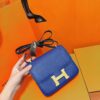 DR96 Factory Constance Epsom Leather Shiny Blue Gold Hardware 18cm Full Handmade