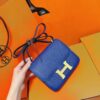 DR96 Factory Constance Epsom Leather Shiny Blue Gold Hardware 18cm Full Handmade