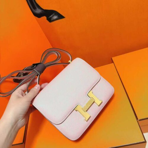 DR96 Factory Constance Epsom Leather Cream Pink Gold Hardware 18cm Full Handmade