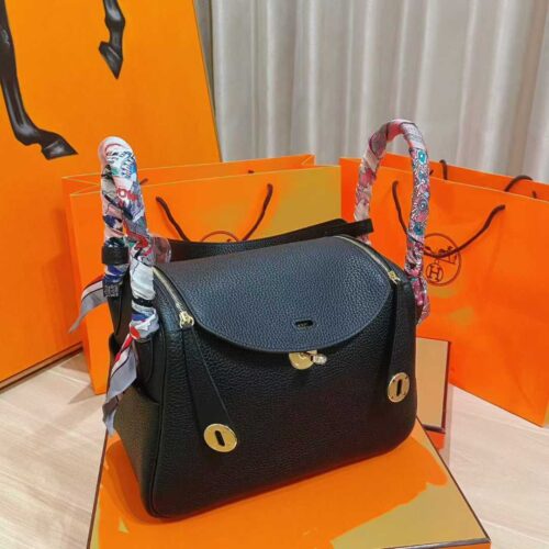 DR96 Factory Lindy Togo Leather CK89 Black Gold Hardware 26cm Full Handmade