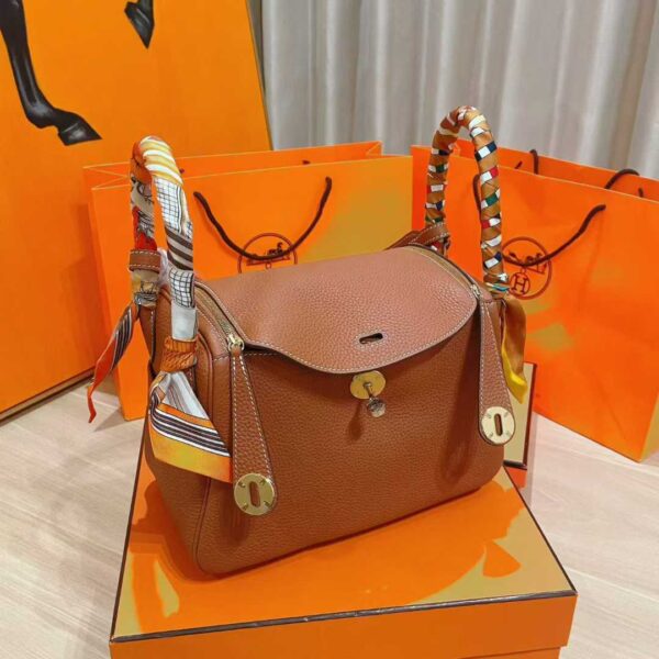 DR96 Factory Lindy Togo Leather CK37 Gold Brown Silver Hardware 26cm Full Handmade