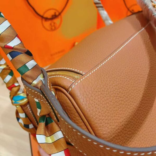 DR96 Factory Lindy Togo Leather CK37 Gold Brown Silver Hardware 26cm Full Handmade