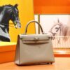 DR96 Factory Kelly Epsom Leather Light Khaki Silver Hardware 25cm Full Handmade