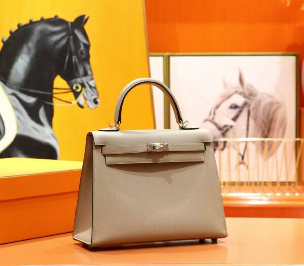 DR96 Factory Kelly Epsom Leather Light Khaki Silver Hardware 25cm Full Handmade
