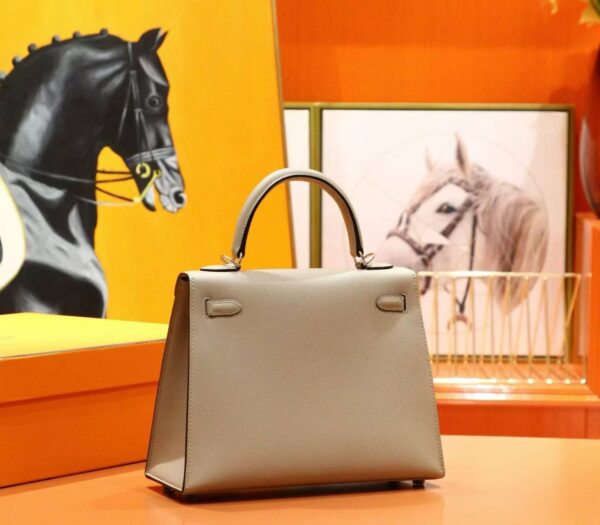 DR96 Factory Kelly Epsom Leather Light Khaki Silver Hardware 25cm Full Handmade