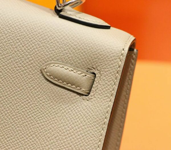 DR96 Factory Kelly Epsom Leather Light Khaki Silver Hardware 25cm Full Handmade