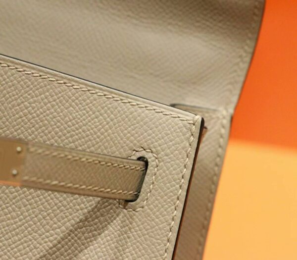 DR96 Factory Kelly Epsom Leather Light Khaki Silver Hardware 25cm Full Handmade