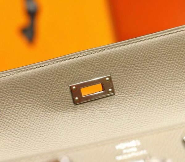 DR96 Factory Kelly Epsom Leather Light Khaki Silver Hardware 25cm Full Handmade