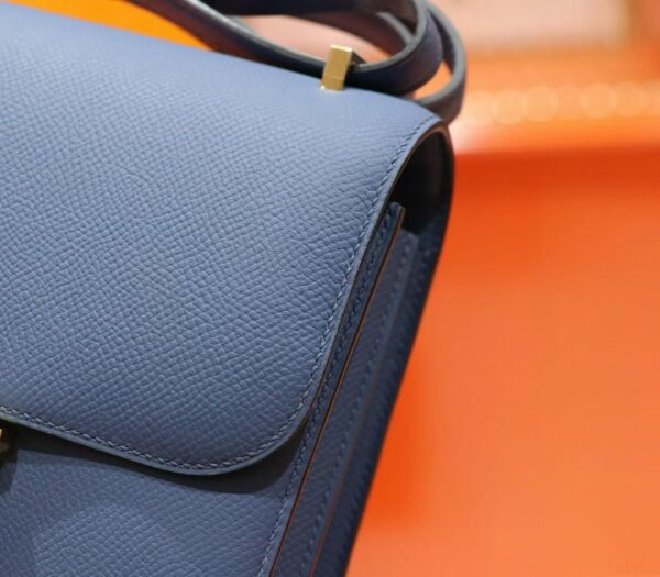 DR96 Factory Constance Epsom Leather Gem Blue Gold Hardware 18cm Full Handmade