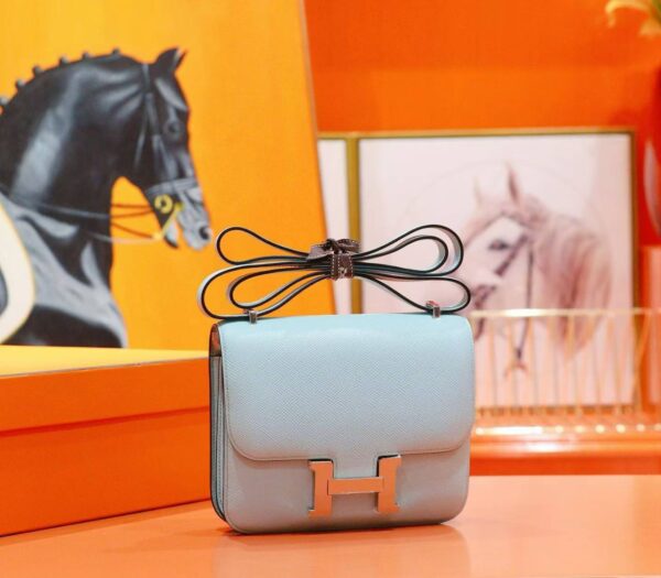 DR96 Factory Constance Epsom Sweet Light Blue Silver Hardware 18cm Full Handmade