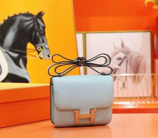 DR96 Factory Constance Epsom Sweet Light Blue Silver Hardware 18cm Full Handmade