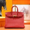 DR96 Factory Birkin Togo Leather Chinese Red Gold Hardware 25cm Full Handmade