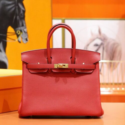 DR96 Factory Birkin Togo Leather Chinese Red Gold Hardware 25cm Full Handmade