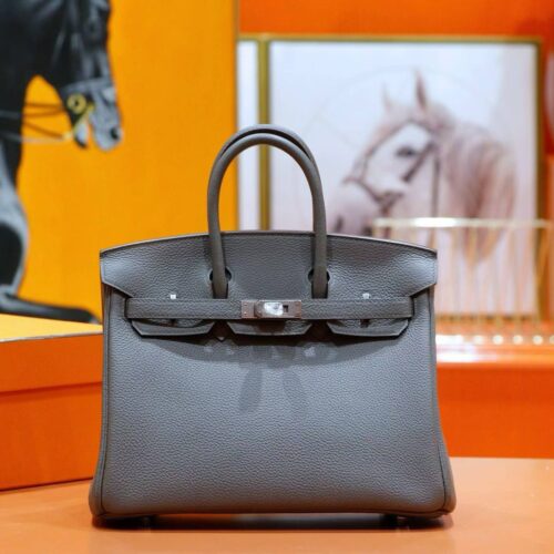 DR96 Factory Birkin Togo Leather Deep Grey Silver Hardware 25cm Full Handmade