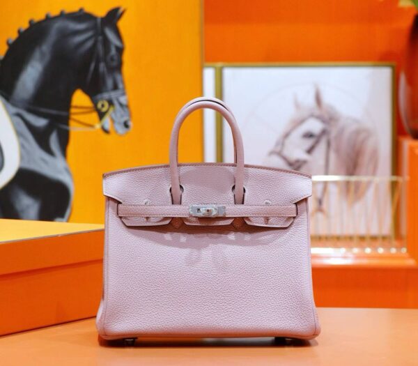 DR96 Factory Birkin Togo Leather Light Purple Pink Silver Hardware 25cm Full Handmade