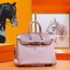 DR96 Factory Birkin Togo Leather Light Purple Pink Silver Hardware 25cm Full Handmade