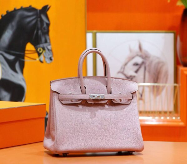 DR96 Factory Birkin Togo Leather Light Purple Pink Silver Hardware 25cm Full Handmade