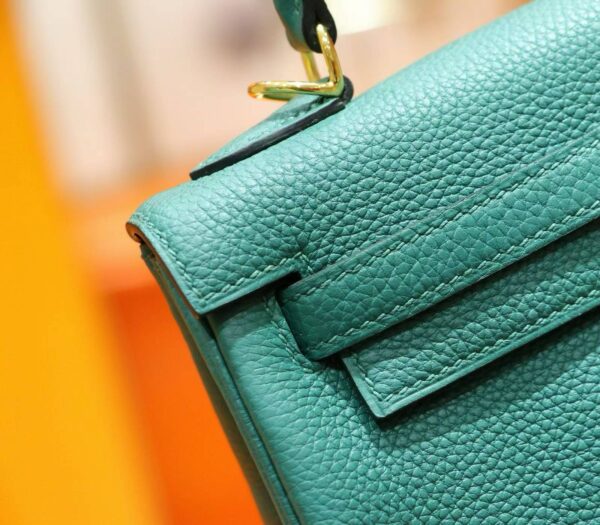 2026-04-09_101040_496 DR96 Factory Kelly Togo Leather Peacock Green Gold Hardware 25cm Full Handmade