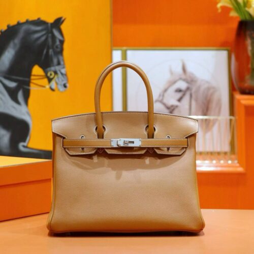 DR96 Factory Birkin Evercolor Leather Gold Brwon Gold Hardware 30cm Full Handmade