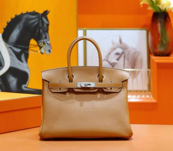 DR96 Factory Birkin Evercolor Leather Gold Brwon Gold Hardware 30cm Full Handmade